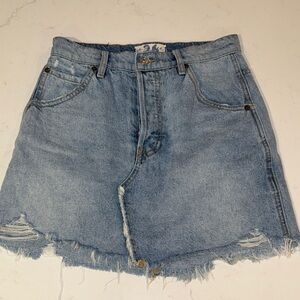 We The Free Light Blue Denim Skirt